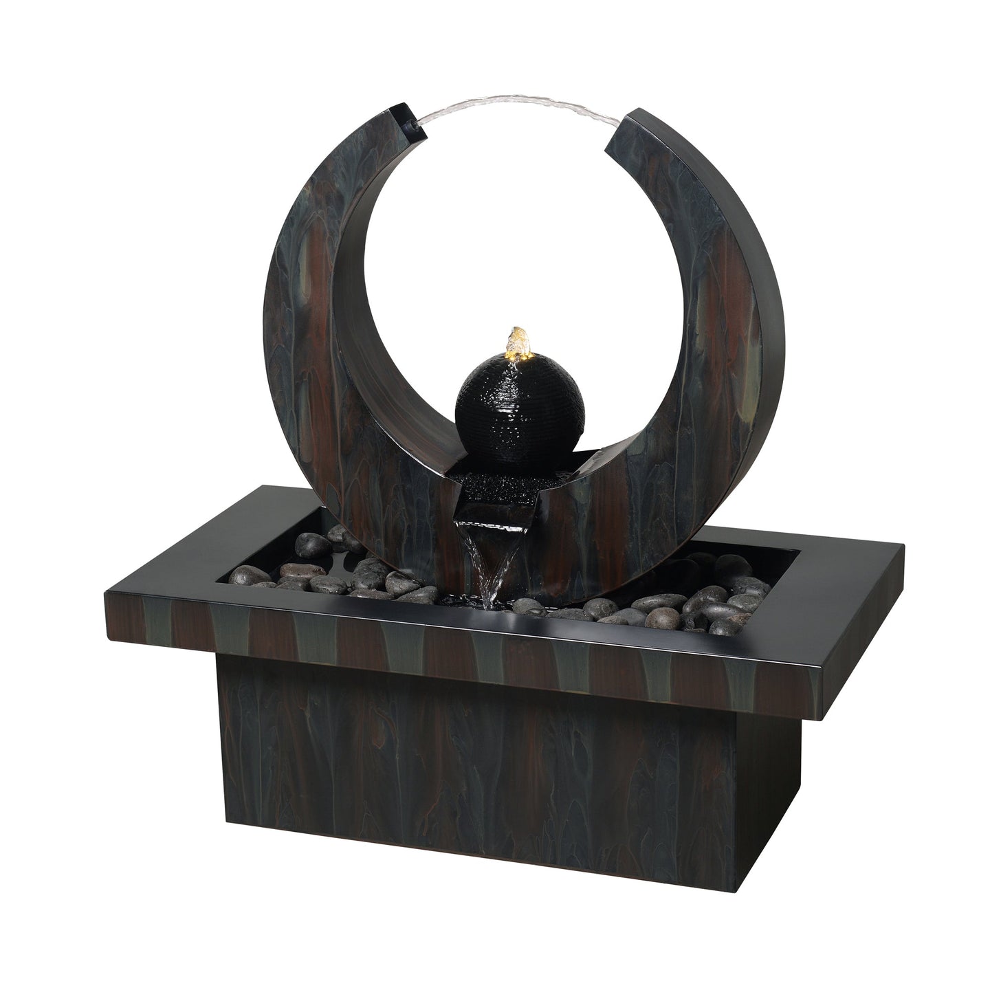 79532-Q-BK -  Outdoor Metal Fountain with LED Lights - Rusty Gray HI-LINE GIFT