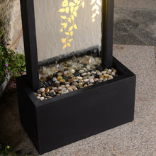 Load image into Gallery viewer, 79532-T-BK -  Enchanting Reflections - Outdoor Metal Leaves Mirror Fountain HI-LINE GIFT
