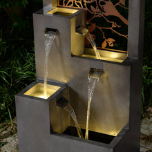 Load image into Gallery viewer, Metal Water Fountain with Bird Design and LED Lights - Outdoor
