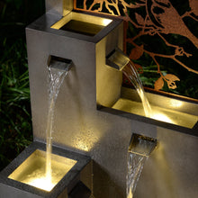 Load image into Gallery viewer, Metal Water Fountain with Bird Design and LED Lights - Outdoor
