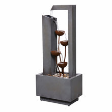 Load image into Gallery viewer, Steel Cups Fountain with Pump and River Stones - Outdoor
