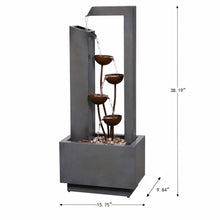 Load image into Gallery viewer, Steel Cups Fountain with Pump and River Stones - Outdoor
