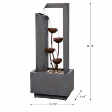 Load image into Gallery viewer, Steel Cups Fountain with Pump and River Stones - Outdoor
