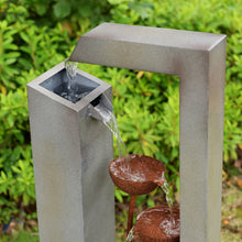 Load image into Gallery viewer, Steel Cups Fountain with Pump and River Stones - Outdoor
