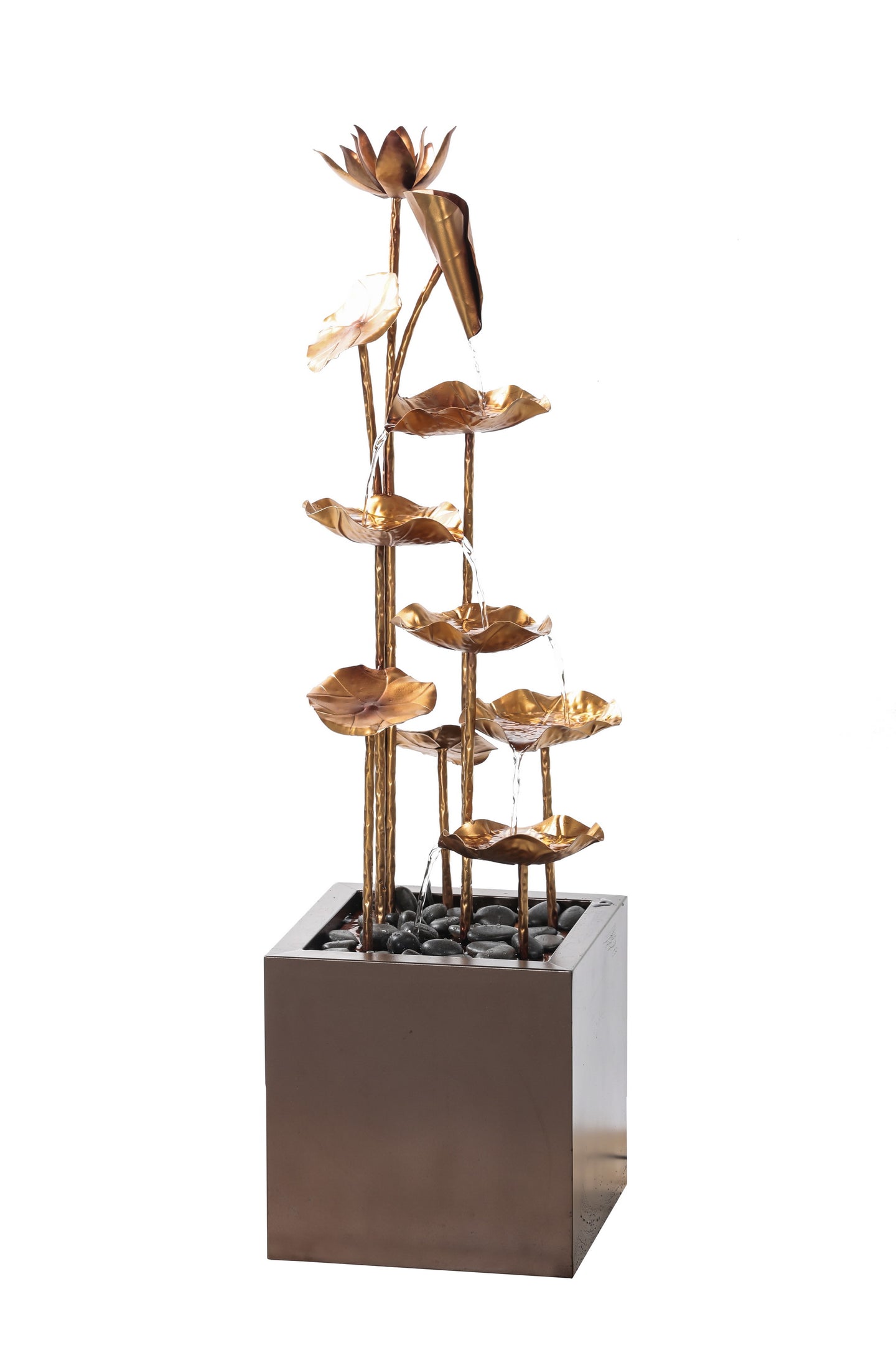 Zinc Metal Gold Lotus Fountain