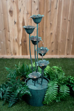Load image into Gallery viewer, Metal Lily Flower Pouring Into Bucket Fountain with 5 Ww LED
