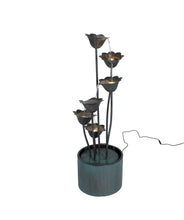 Load image into Gallery viewer, Metal Lily Flower Pouring Into Bucket Fountain with 5 Ww LED
