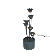 Load image into Gallery viewer, Metal Lily Flower Pouring Into Bucket Fountain with 5 Ww LED
