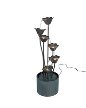 Load image into Gallery viewer, Metal Lily Flower Pouring Into Bucket Fountain with 5 Ww LED
