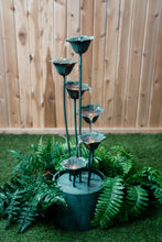 Load image into Gallery viewer, Metal Lily Flower Pouring Into Bucket Fountain with 5 Ww LED
