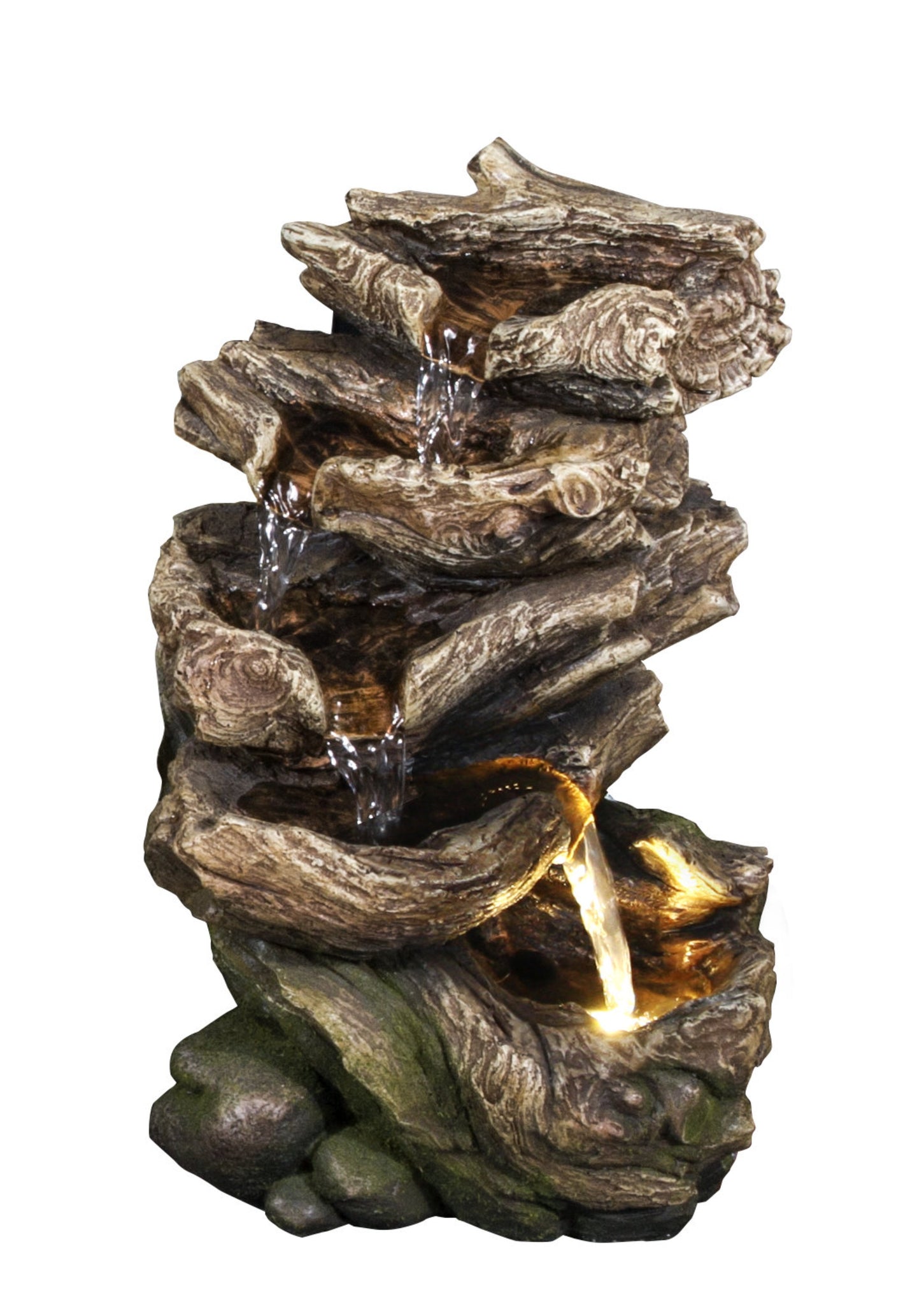 Multi Level Logs Fountain W/LED