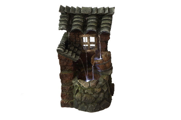 Well W/Pouring Bucket By House Corner