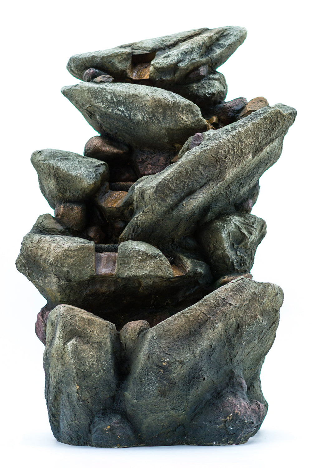 Multi-Level Stone Fountain with LED Lights