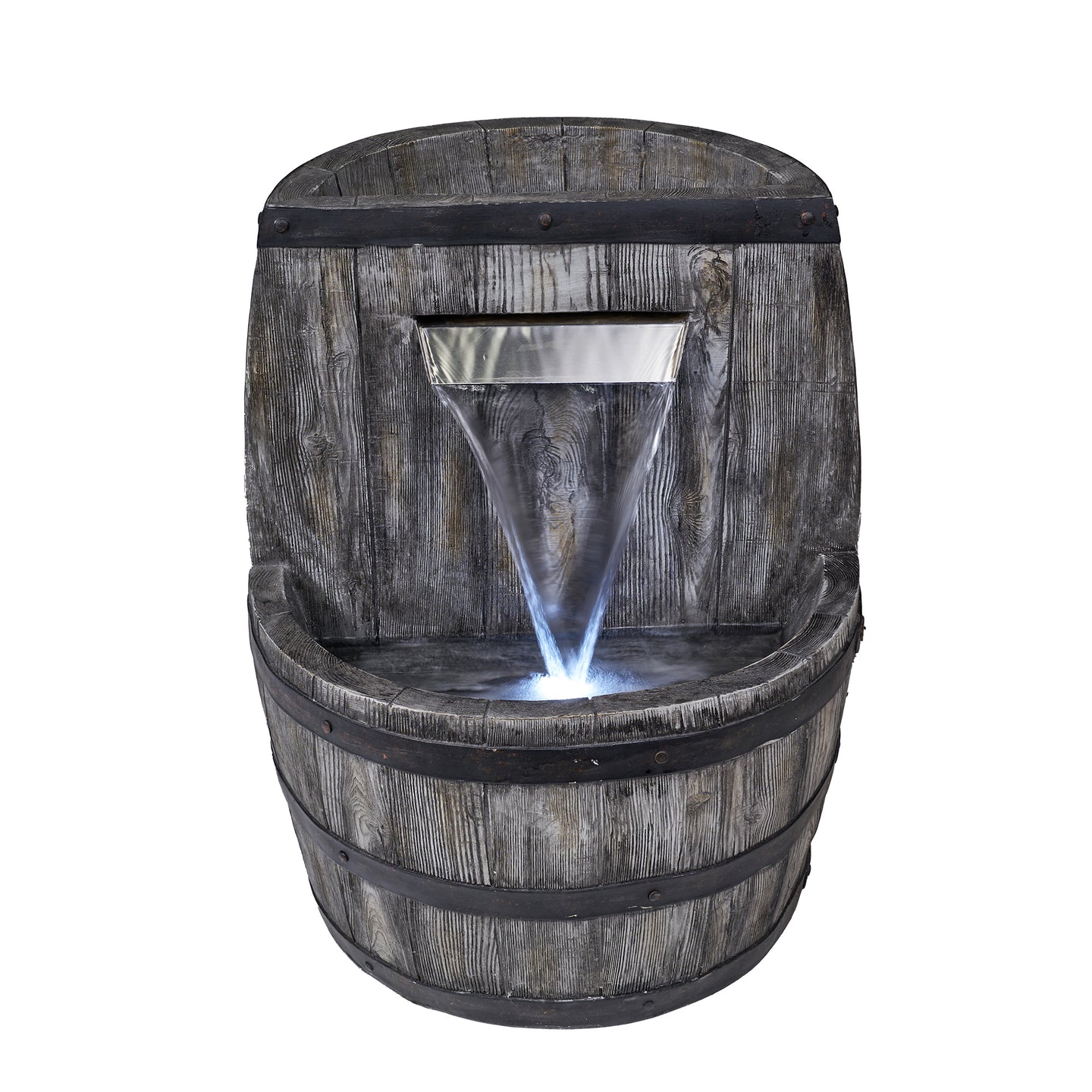 Whiskey Barrel Fountain And Planter with Wt LED