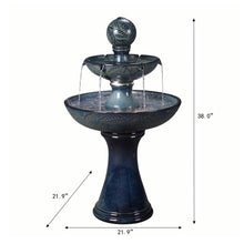 Load image into Gallery viewer, 79586-01-BB -  Enchanting Blue 2 Tier Ceramic Fountain with Lights: Serenity in Every Cascade HI-LINE GIFT
