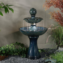 Load image into Gallery viewer, 79586-01-BB -  Enchanting Blue 2 Tier Ceramic Fountain with Lights: Serenity in Every Cascade HI-LINE GIFT
