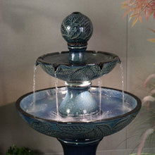 Load image into Gallery viewer, 79586-01-BB -  Enchanting Blue 2 Tier Ceramic Fountain with Lights: Serenity in Every Cascade HI-LINE GIFT
