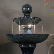 Load image into Gallery viewer, 79586-01-BB -  Enchanting Blue 2 Tier Ceramic Fountain with Lights: Serenity in Every Cascade HI-LINE GIFT
