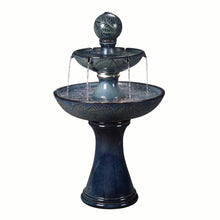 Load image into Gallery viewer, 79586-01-BB -  Enchanting Blue 2 Tier Ceramic Fountain with Lights: Serenity in Every Cascade HI-LINE GIFT
