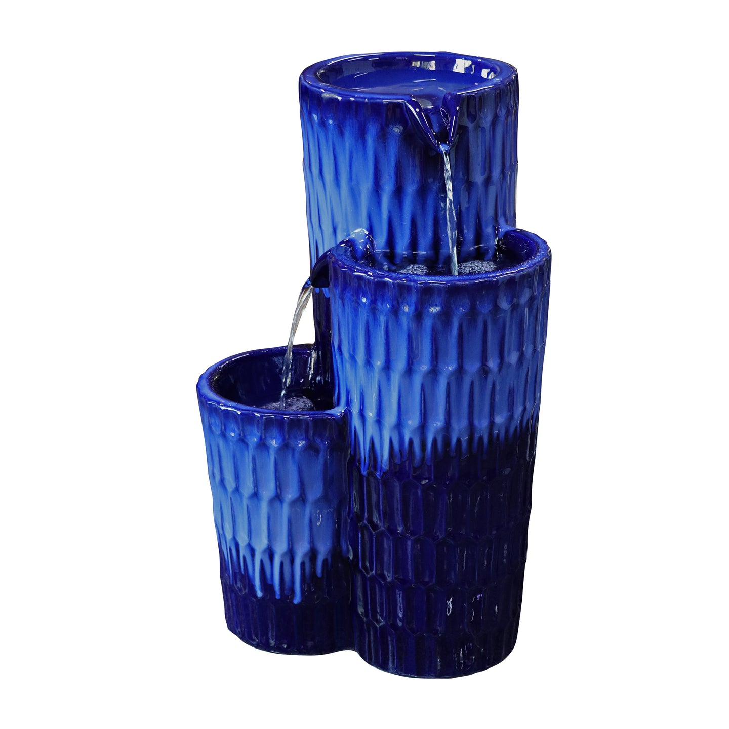 Blue Ceramic Fountain - Serenity in Simplicity, No Lights