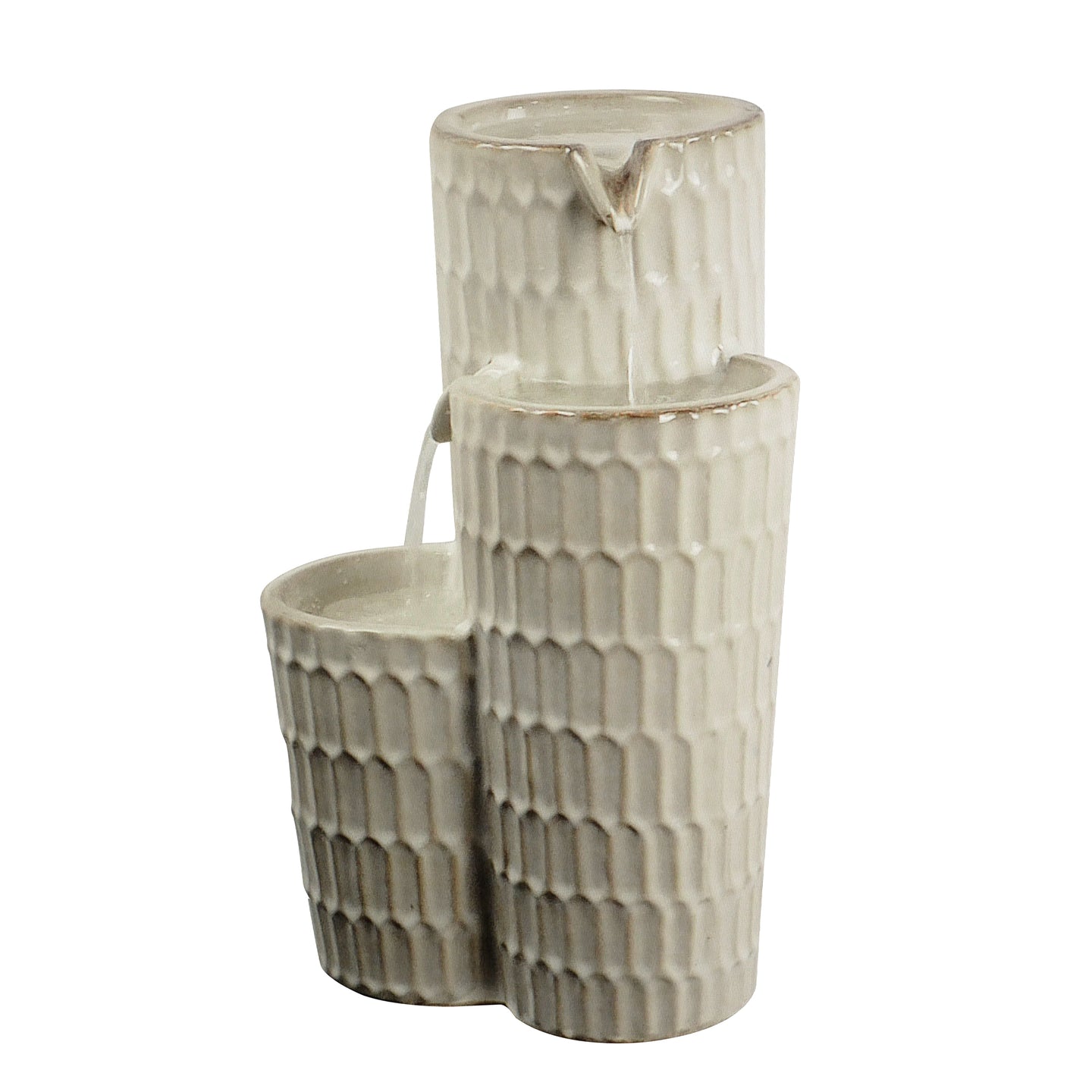 Ivory Ceramic Fountain - Elegance in Simplicity, No Lights