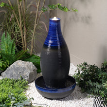 Load image into Gallery viewer, 79586-04-BL -  Blue Ceramic Fountain with LED Lights - Tranquil Illumination HI-LINE GIFT
