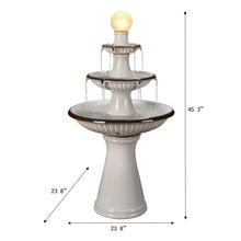 Load image into Gallery viewer, 79586-06-IV -  3 Tier Ceramic Fountain with Lights - Ivory Elegance HI-LINE GIFT
