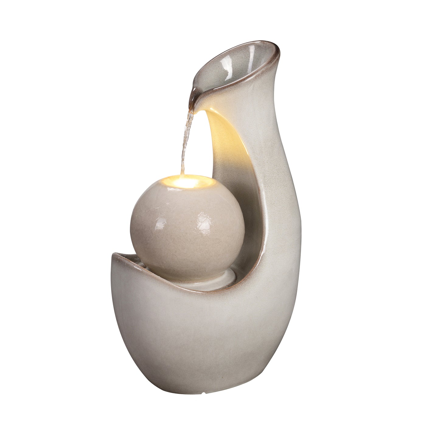 Ceramic Fountain with Lights - Ivory Elegance