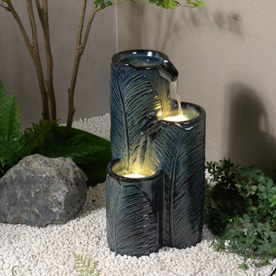 79586-09-BB -  Ceramic Fountain with Lights - Blue Bliss HI-LINE GIFT