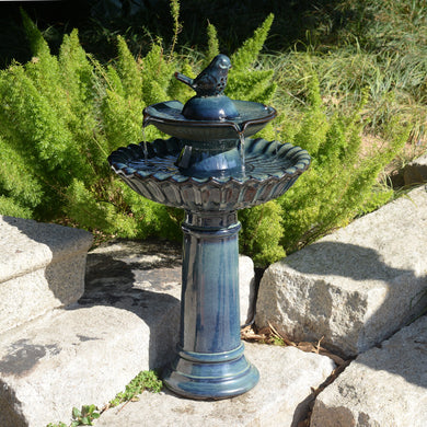 79586-10-BB -  Ceramic Fountain - Blue Tranquility, No Lights HI-LINE GIFT