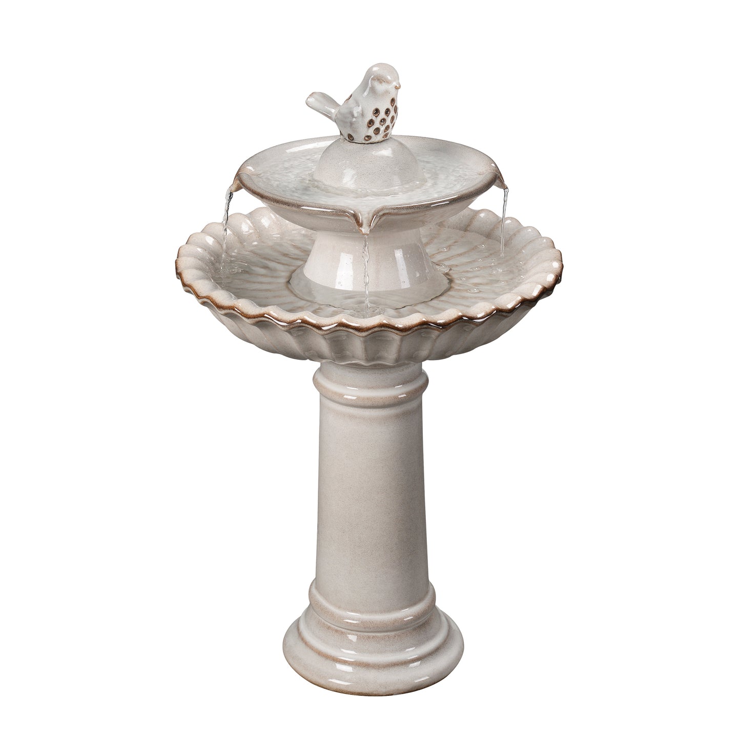 Ceramic Fountain - Ivory Elegance, No Lights
