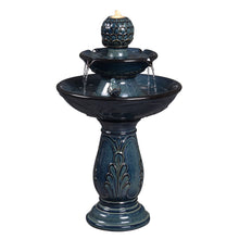 Load image into Gallery viewer, LED 2-Tier Ceramic Bird Bath Fountain
