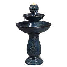 Load image into Gallery viewer, LED 2-Tier Ceramic Bird Bath Fountain
