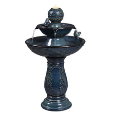 Load image into Gallery viewer, LED 2-Tier Ceramic Bird Bath Fountain
