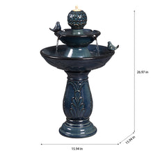 Load image into Gallery viewer, LED 2-Tier Ceramic Bird Bath Fountain
