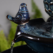 Load image into Gallery viewer, LED 2-Tier Ceramic Bird Bath Fountain
