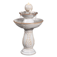 Load image into Gallery viewer, LED 2-Tier Ceramic Bird Bath Fountain
