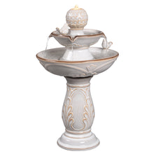 Load image into Gallery viewer, LED 2-Tier Ceramic Bird Bath Fountain
