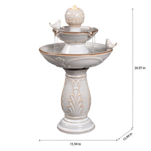 Load image into Gallery viewer, LED 2-Tier Ceramic Bird Bath Fountain
