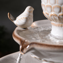 Load image into Gallery viewer, LED 2-Tier Ceramic Bird Bath Fountain
