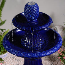 Load image into Gallery viewer, LED 2-Tier Ceramic Pedestal Fountain
