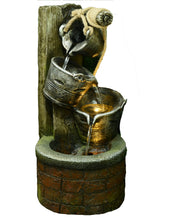 Load image into Gallery viewer, 3 Pouring Buckets Fountain with 2 Warm White LED Lights
