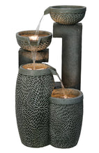 Load image into Gallery viewer, 4 Tiers Modern Cascading Water Fountain Outdoor with Warm White LEDS
