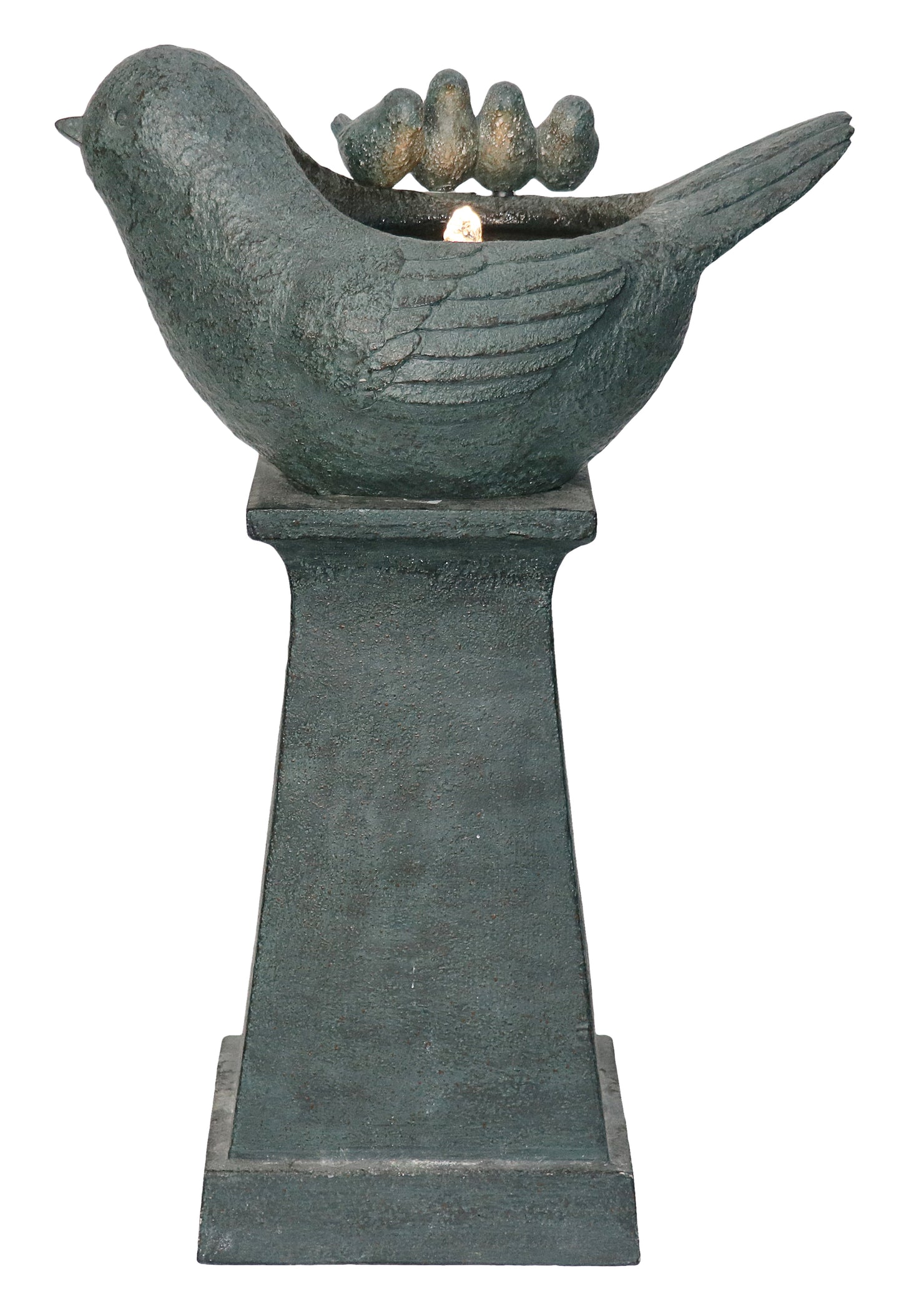 Lighted Bird Bath Fountain Outdoor with Warm White LEDS