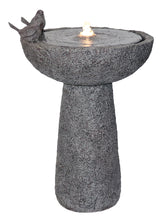 Load image into Gallery viewer, 27&quot; H Natural Finish Bird Bath Fountain Outdoor W/Ww LED
