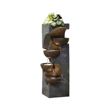 Load image into Gallery viewer, 36&quot; H Stacking Bowls Fountain with 4 Warm White LED Lights
