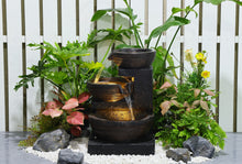 Load image into Gallery viewer, Enchanting Outdoor Fountain with 12 Warm White LED Lights - Black
