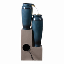 Load image into Gallery viewer, 39&quot; H Multi-Tiered Lighted Jug Water Fountain Indoor/Outdoor Use
