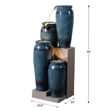 Load image into Gallery viewer, 39&quot; H Multi-Tiered Lighted Jug Water Fountain Indoor/Outdoor Use
