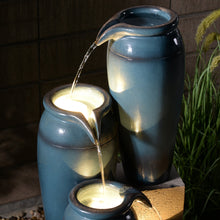 Load image into Gallery viewer, 39&quot; H Multi-Tiered Lighted Jug Water Fountain Indoor/Outdoor Use
